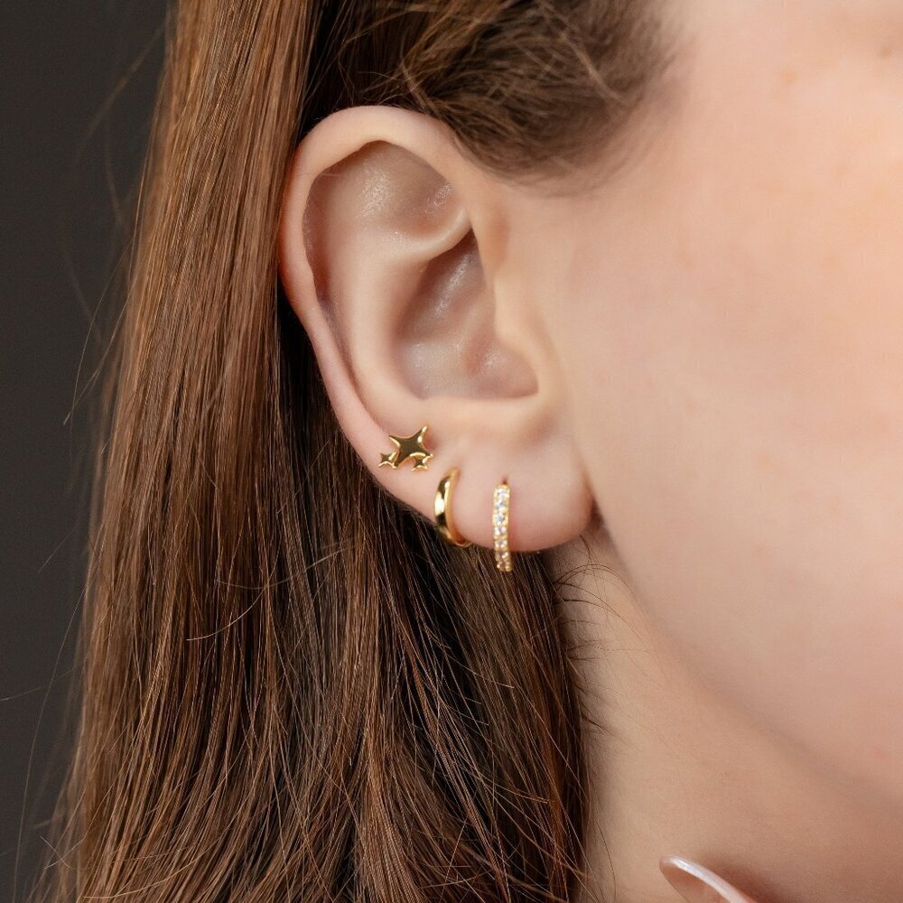 925 Sterling Silver Star Earring Set,Everyday Dainty Earring Stack